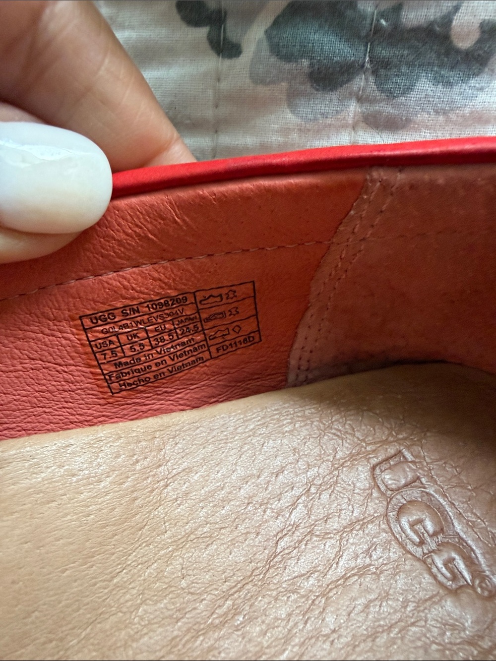 UGG Red Suede Slip-On Moccasins - Picture 4 of 5